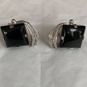 Vintage black and silver earrings